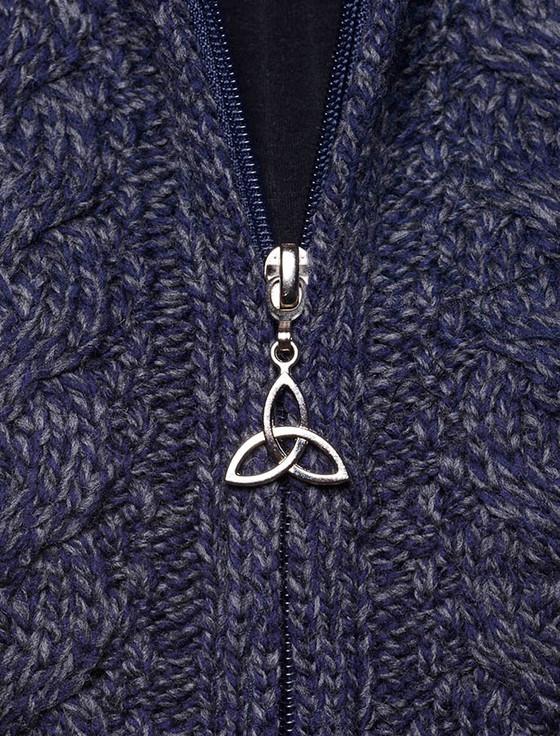 Aran Cashmere Hooded Coatigan With Celtic Knot Zipper Pull‎‎‎‎‎‎‎