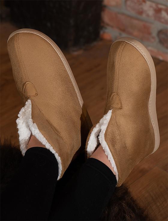 Aran Cashmere Irish Faux Suede Adult Slippers - Warm Toast