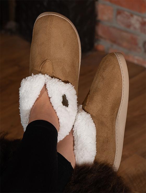 aran cashmere Irish Faux Suede Adult Slippers - Warm Toast