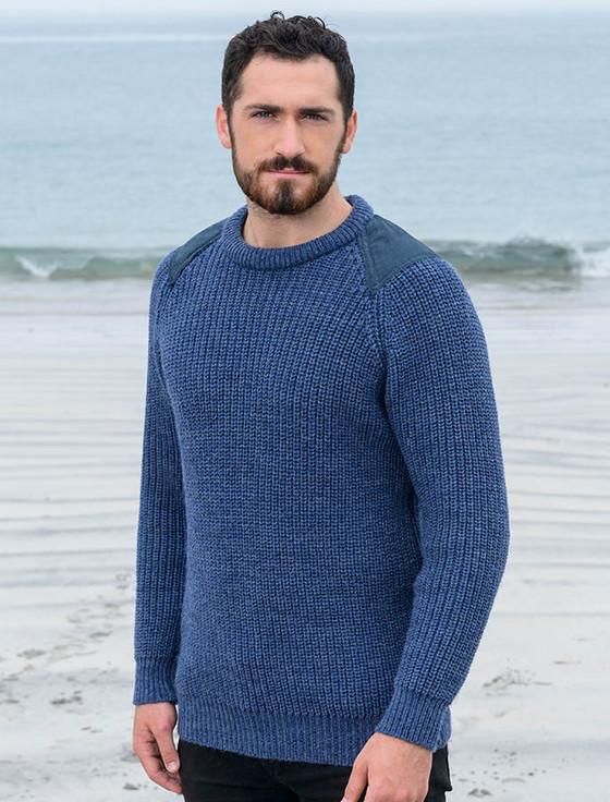 Aran Cashmere ‎Irish Fishermans Ribbed‎ Swe‎ater With Pa‎tches