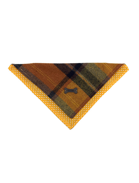 Aran Cashmere Irish Heritage Tartan Doggy Bandana - Amber Check