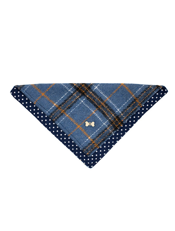 Aran Cashmere Irish Heritage Tartan Doggy Bandana - Blue