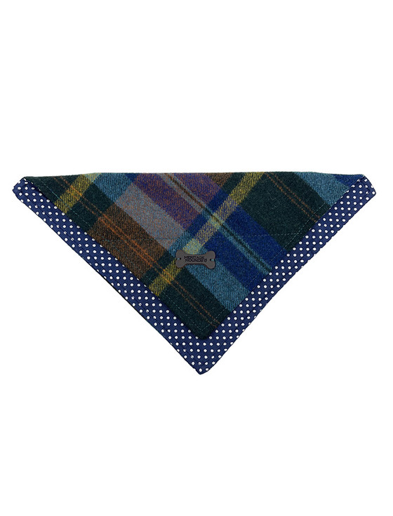 Aran Cashmere Irish Heritage Tartan Doggy Bandana - Blue Checked