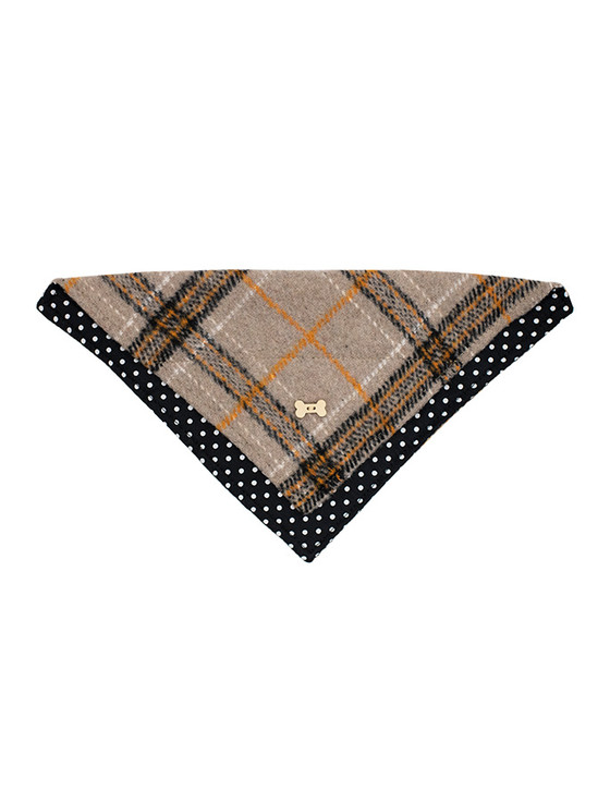 Aran Cashmere Irish Heritage Tartan Doggy Bandana - Camel