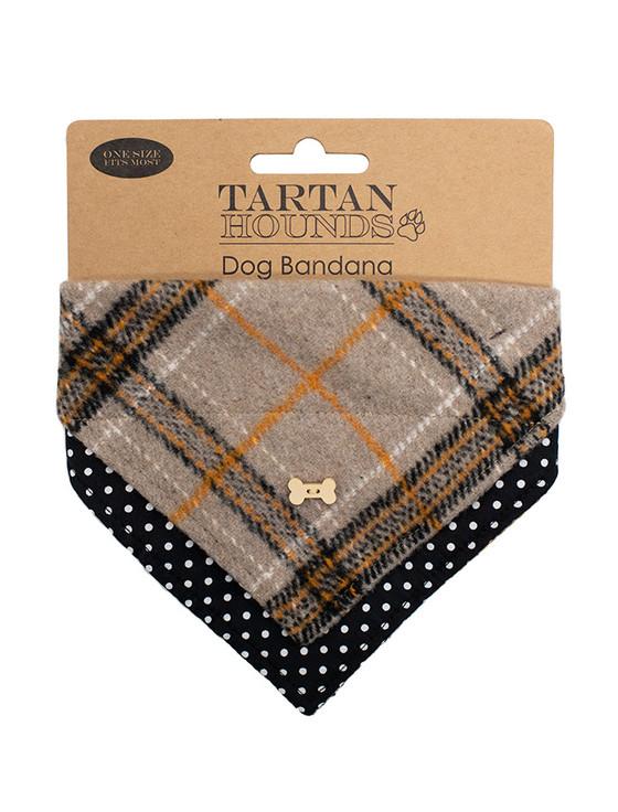Aran Cashmere Irish Heritage Tartan Doggy Bandana - Camel