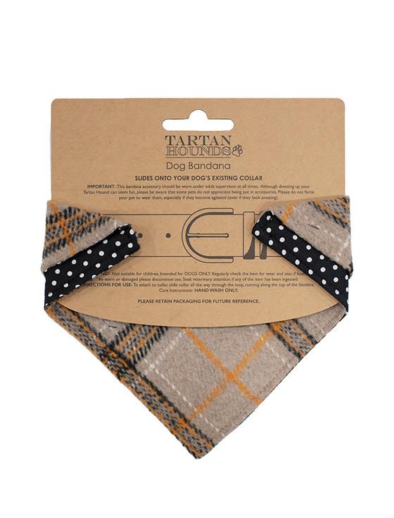 Aran Cashmere Irish Heritage Tartan Doggy Bandana - Camel