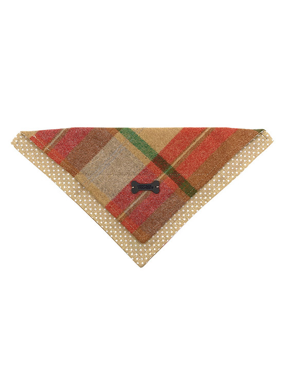 Aran Cashmere Irish Heritage Tartan Doggy Bandana - Camel Check