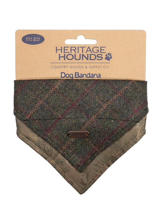 Aran Cashmere Irish Heritage Tartan Doggy Bandana - Green Box Check
