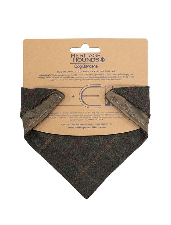 Aran Cashmere Irish Heritage Tartan Doggy Bandana - Green Box Check
