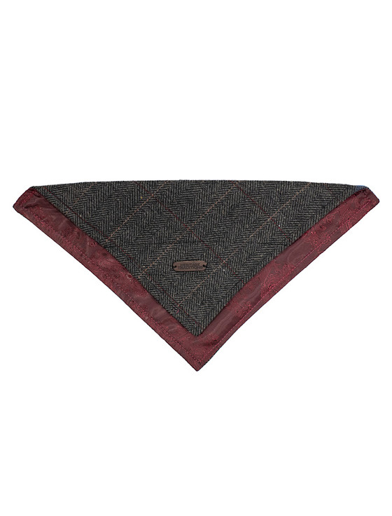 Aran Cashmere Irish Heritage Tartan Doggy Bandana - Grey Herringbone