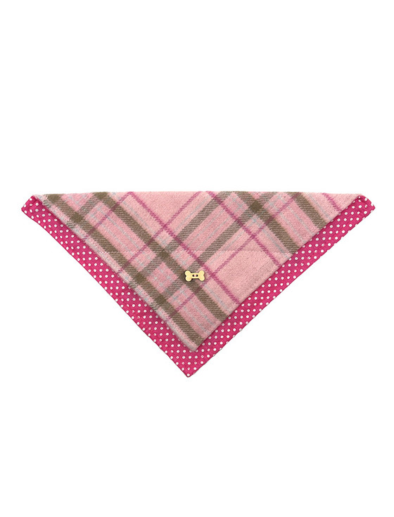 Aran Cashmere Irish Heritage Tartan Doggy Bandana - Pink Check