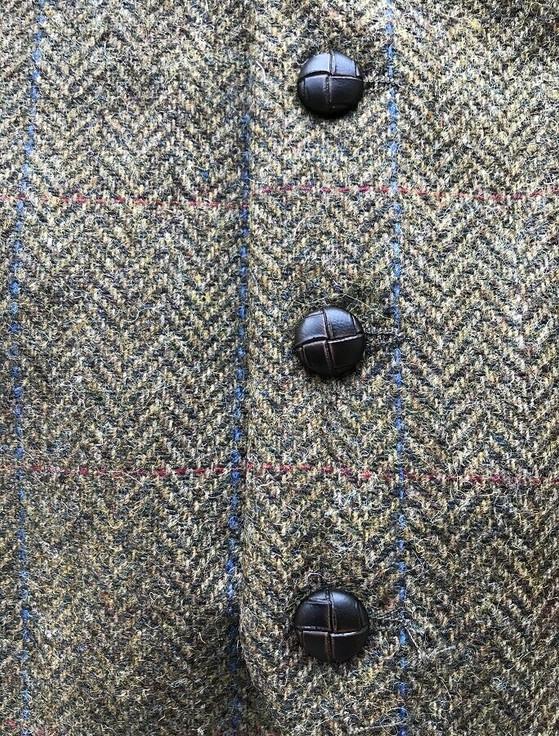Aran Cashmere Irish Tweed Herringbone Waistcoat - Brown & Blue/Red Check