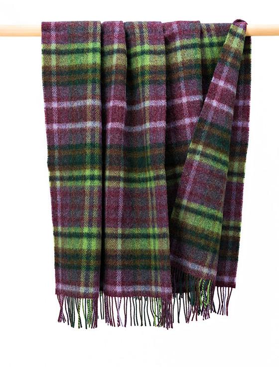 aran cashmere Irish Wool Picnic Throw - Purple Green & Lavender