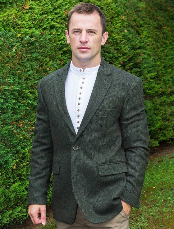 Aran Cashmere Irish Wool Tweed Classic Fit Jacket - Olive