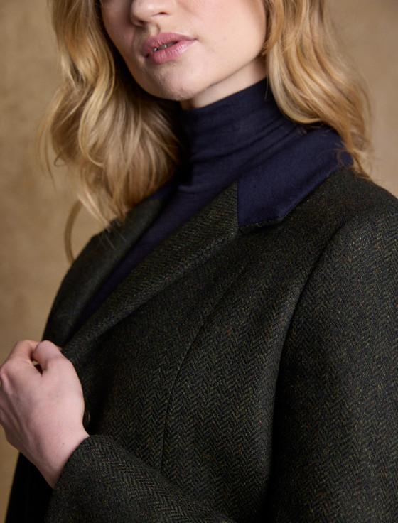 Aran Cashmere Isabella Tweed Coat - Winning Green Herringbone