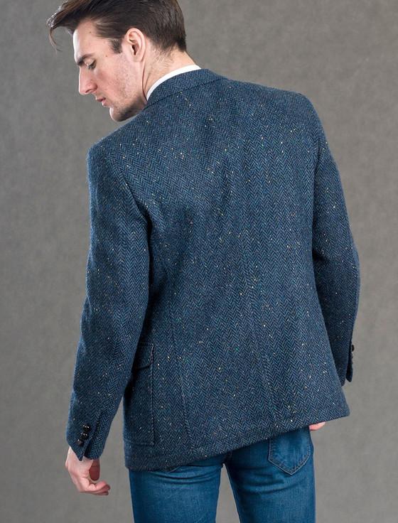 Aran Cashmere Kavanagh Blue Tweed Classic Fit Jacket