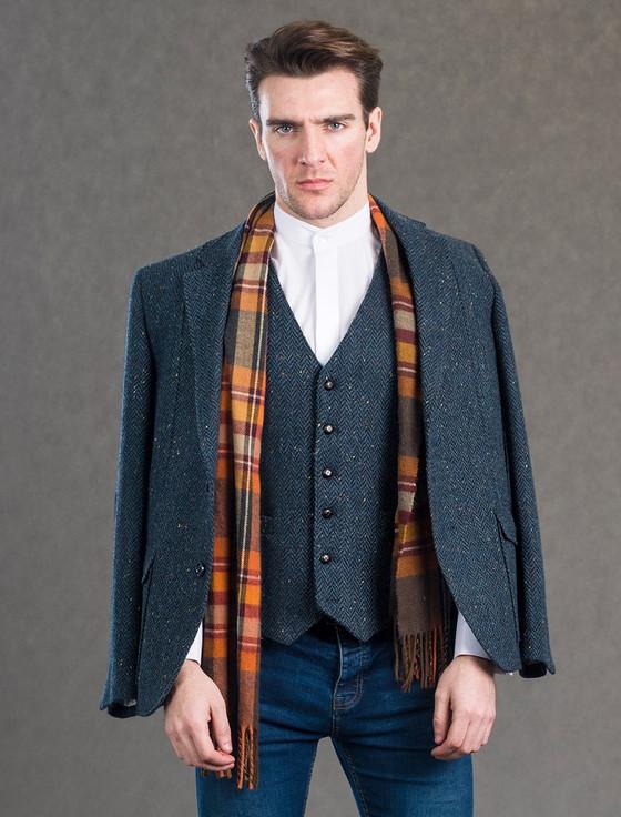 aran cashmere Kavanagh Blue Tweed Classic Fit Jacket