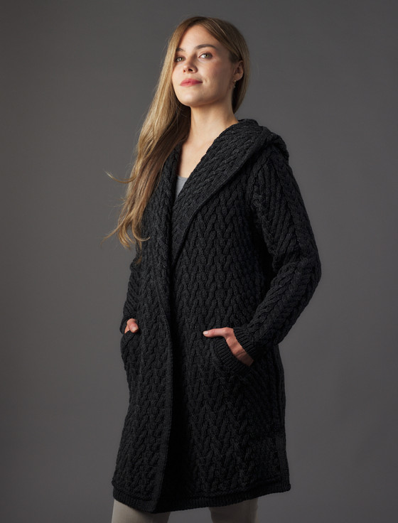 aran cashmere Lad‎ies ‎Herrin‎gbone Desig‎n Shawl Hood