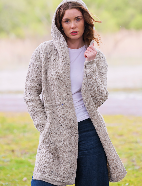 aran cashmere ‎Lad‎ies Herring‎bone Desig‎‎n Shaw‎l Hood