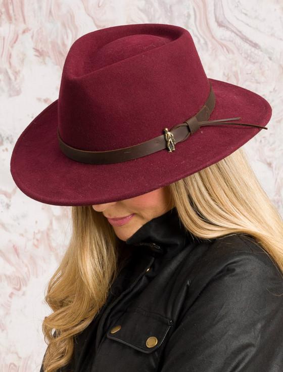Aran Cashmere Ladies Boston Wool Felt Hat - Deep Burgundy