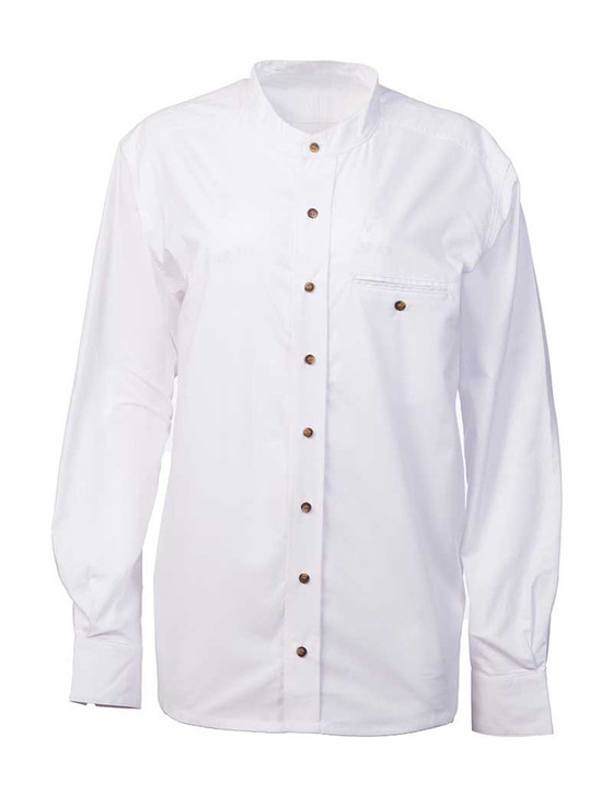 Aran Cashmere Ladies Comfort Cotton Grandfather Shirt - Optic White