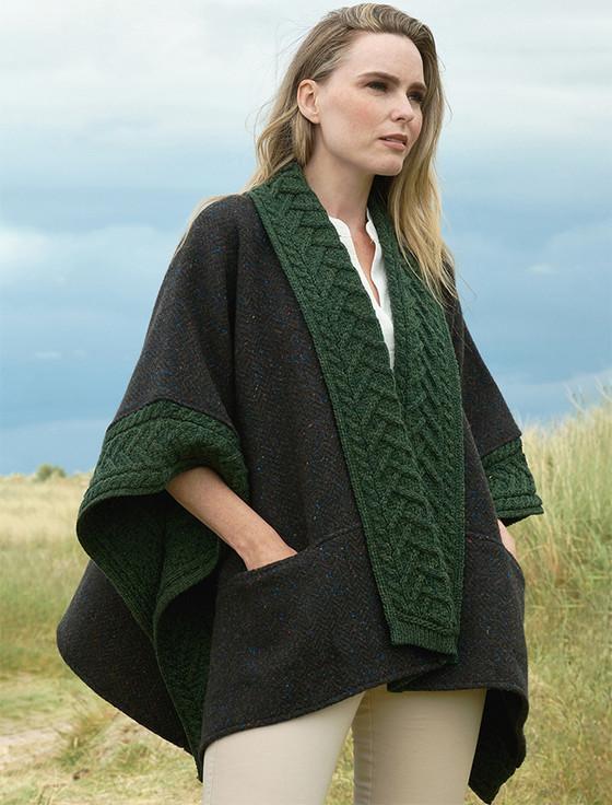 Aran Cashmere Ladies Donegal Tweed & Merino Wool Cape