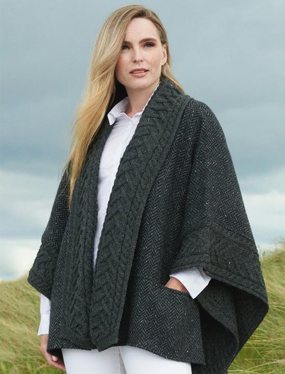 Aran Cashmere Ladies Donegal Tweed & Merino Wool Cape