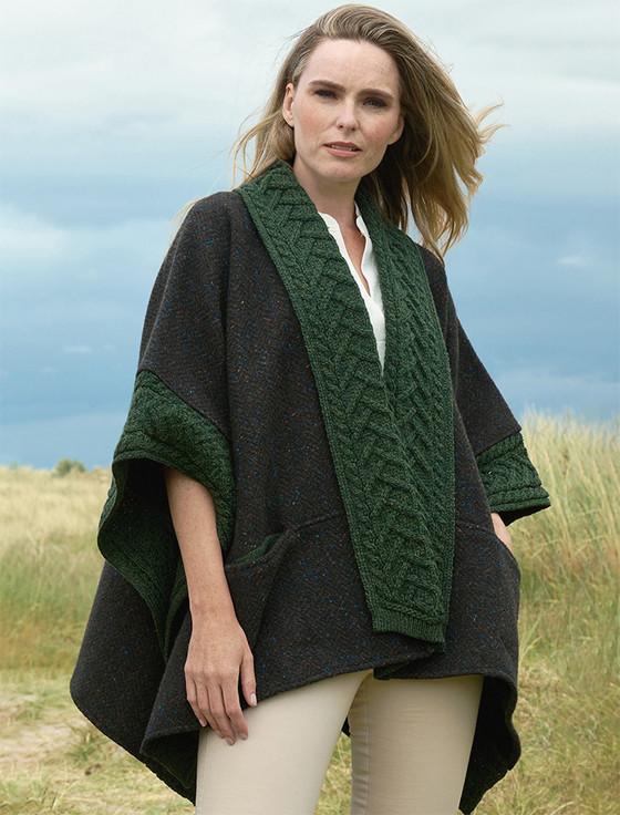 aran cashmere Ladies Donegal Tweed & Merino Wool Cape