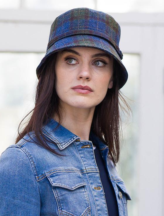 aran cashmere Ladies Emily Bucket Hat - Blue Green & Wine