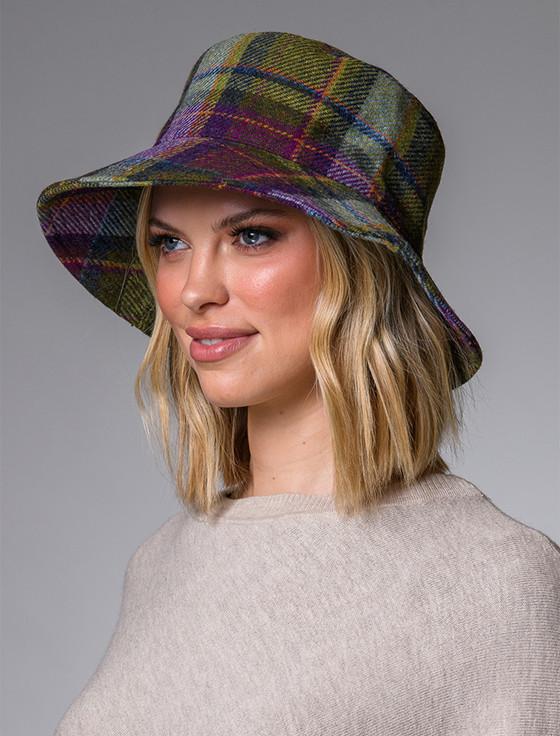 Aran Cashmere Ladies Erin Bucket Hat - Multi Vernal Plaid