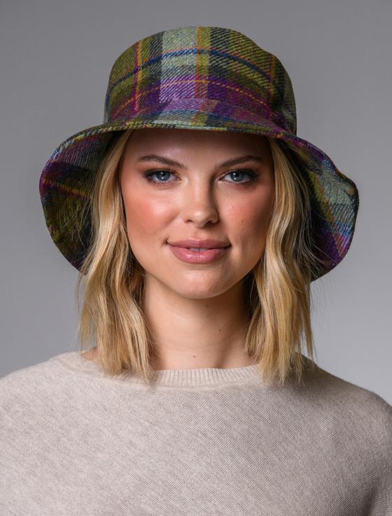 aran cashmere Ladies Erin Bucket Hat - Multi Vernal Plaid