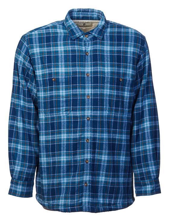 Aran Cashmere Ladies Fleece Lined Flannel Shirt - Blue Navy Tartan
