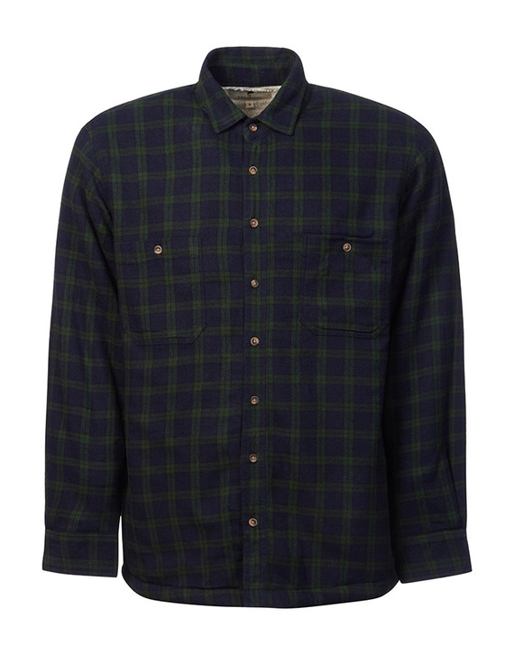 Aran Cashmere Ladies Fleece Lined Flannel Shirt - Green Blackwatch Tartan