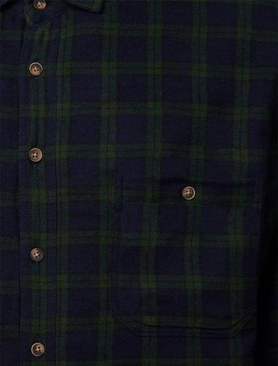 Aran Cashmere Ladies Fleece Lined Flannel Shirt - Green Blackwatch Tartan