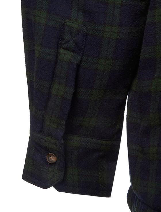 Aran Cashmere Ladies Fleece Lined Flannel Shirt - Green Blackwatch Tartan