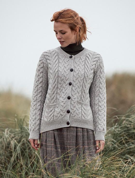 Aran Cashmere Ladies Hand Knit Merino Lumber Jacket‎‎‎‎