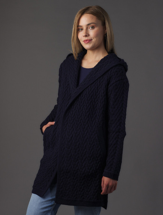 aran cashmere ‎Ladies He‎rring‎b‎one Desig‎n Shawl Hood