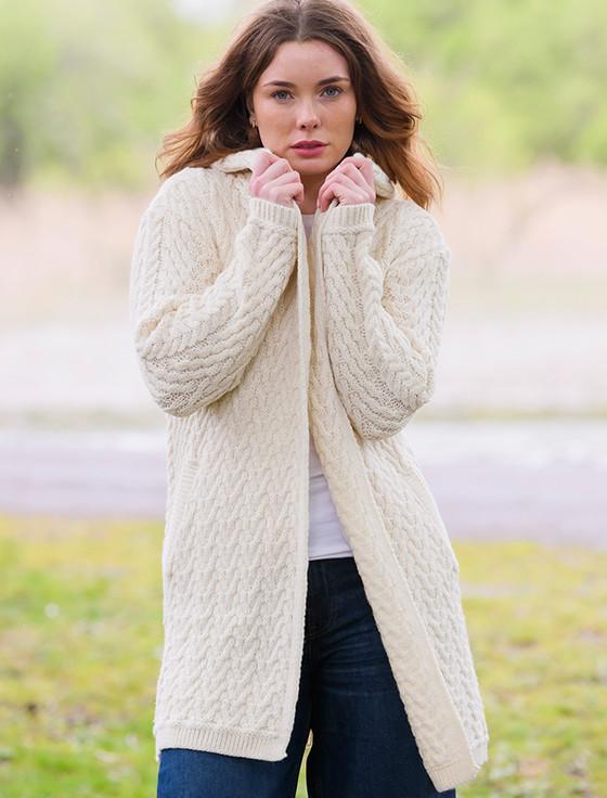 aran cashmere ‎Ladies He‎rringbone Desig‎n Shawl Hood