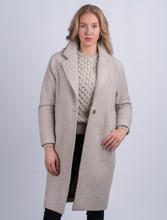 Aran Cashmere Ladies Irish Alpaca City Coat - Natural