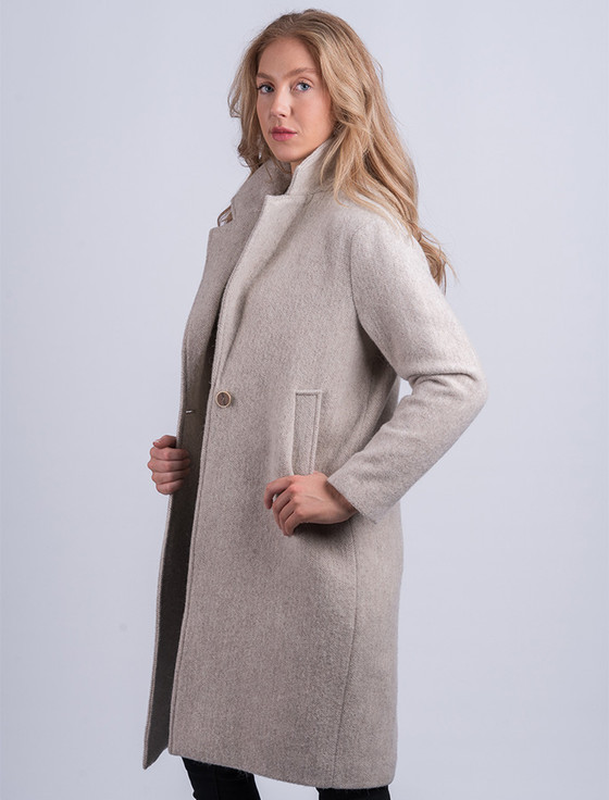 Aran Cashmere Ladies Irish Alpaca City Coat - Natural
