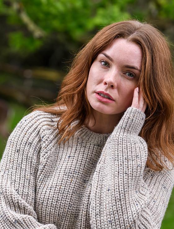 Aran Cashmere Ladies Irish Fishermans Ribbed Sweater