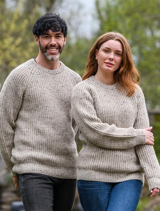 Aran Cashmere Ladies Irish Fishermans Ribbed Sweater