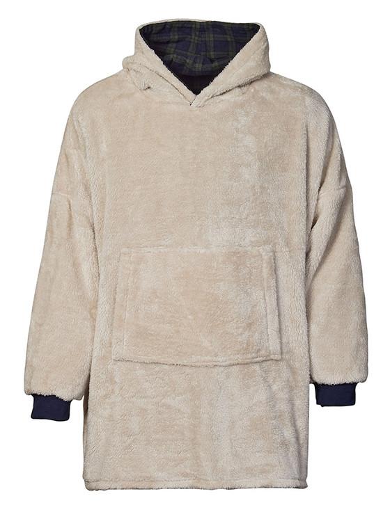 Aran Cashmere Ladies Irish Flannel Lounge Hoodie - Green Blackwatch Tartan