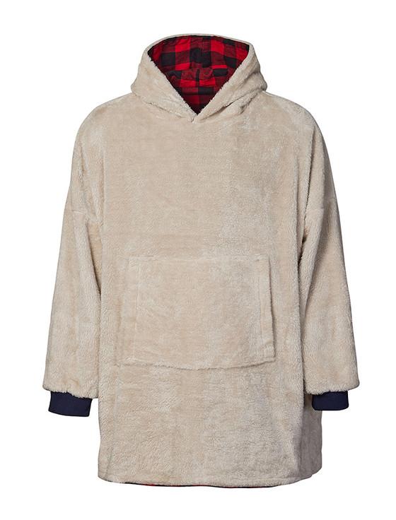 Aran Cashmere Ladies Irish Flannel Lounge Hoodie - Red & Black Check