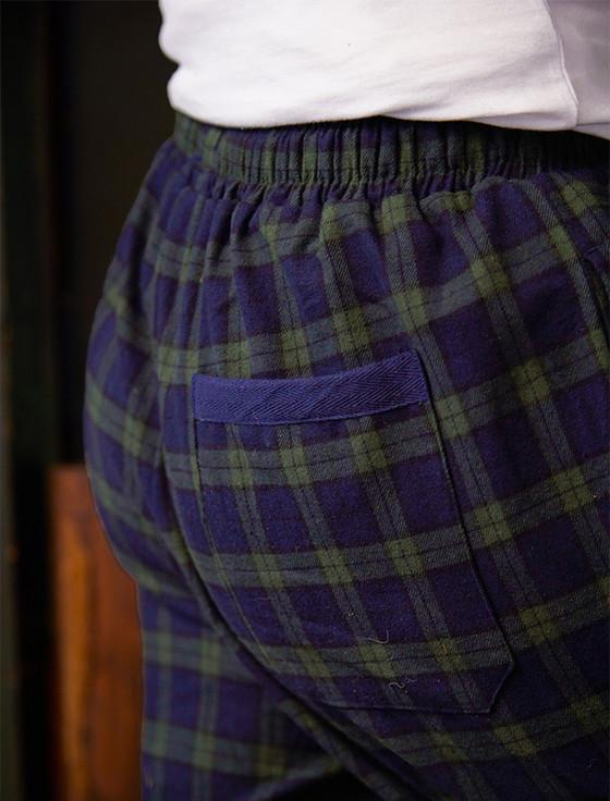 Aran Cashmere Ladies Irish Flannel Lounge Pants - Green Blackwatch Tartan