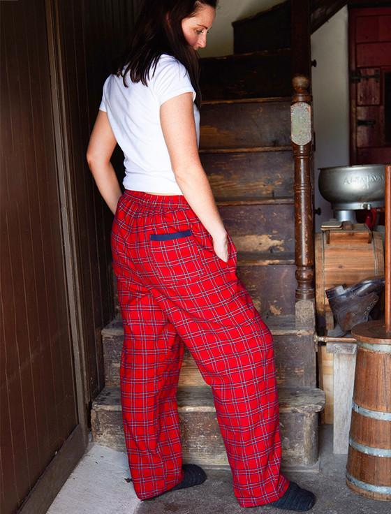 Aran Cashmere Ladies Irish Flannel Lounge Pants - Red Tartan