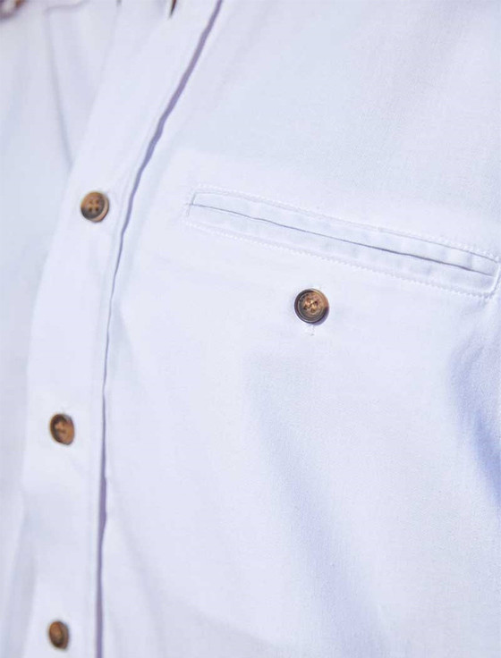 Aran Cashmere Ladies Irish Linen Grandfather Shirt - Bleach White