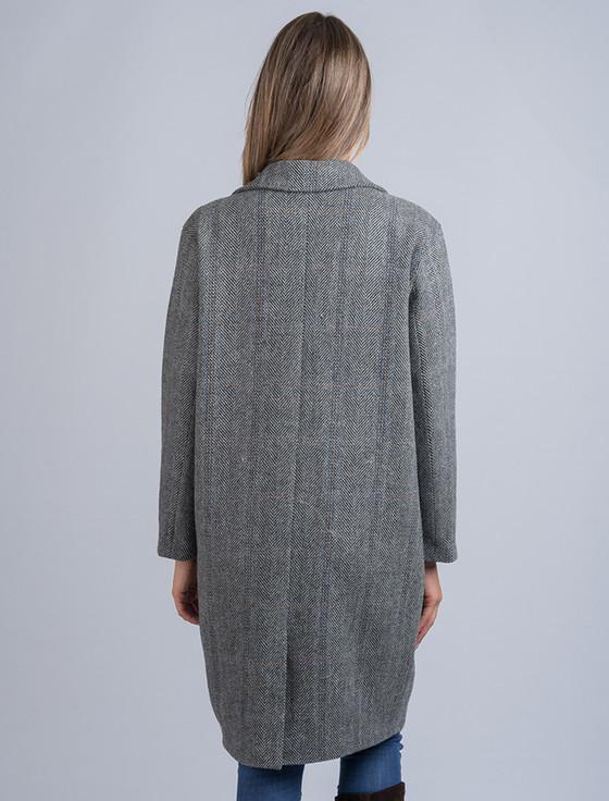 Aran Cashmere Ladies Irish Tweed City Coat - Light Grey