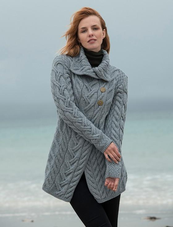 Aran Cashmere Ladies Super Soft Cable Knit Aran Cardigan ‎‎‎