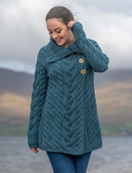 Aran Cashmere Ladies Super Soft Cable Knit Aran Cardigan ‎‎‎